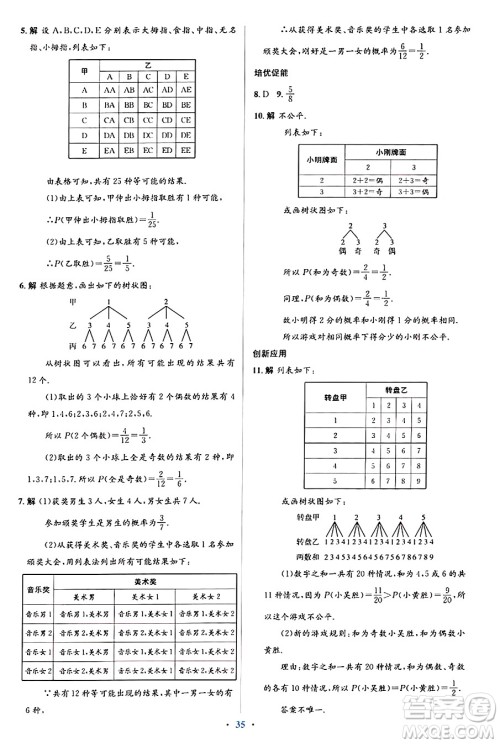 人民教育出版社2024年秋同步解析与测评学练考九年级数学上册人教版答案