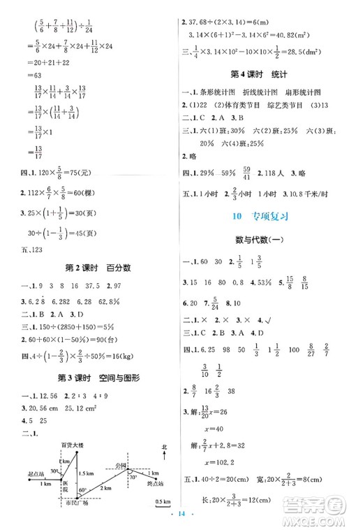 人民教育出版社2024年秋同步解析与测评学练考六年级数学上册人教版吉林专版答案