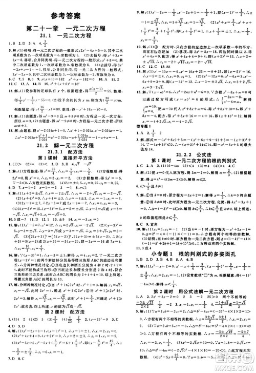 安徽师范大学出版社2024年秋名校课堂九年级数学上册人教版河北专版答案