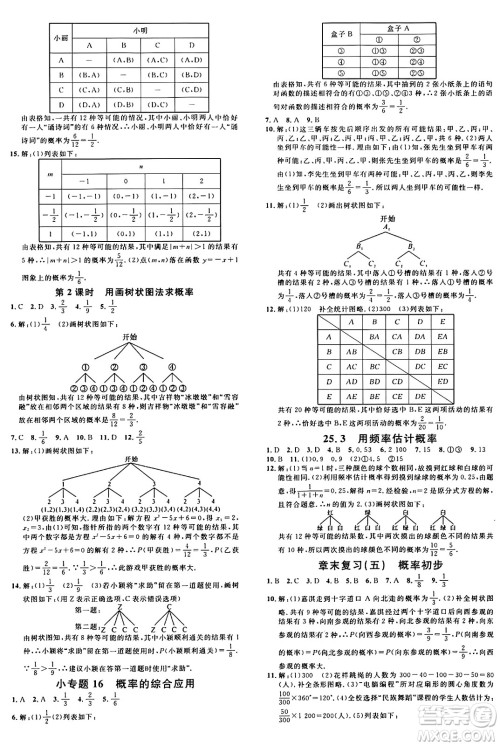 安徽师范大学出版社2024年秋名校课堂九年级数学上册人教版河北专版答案