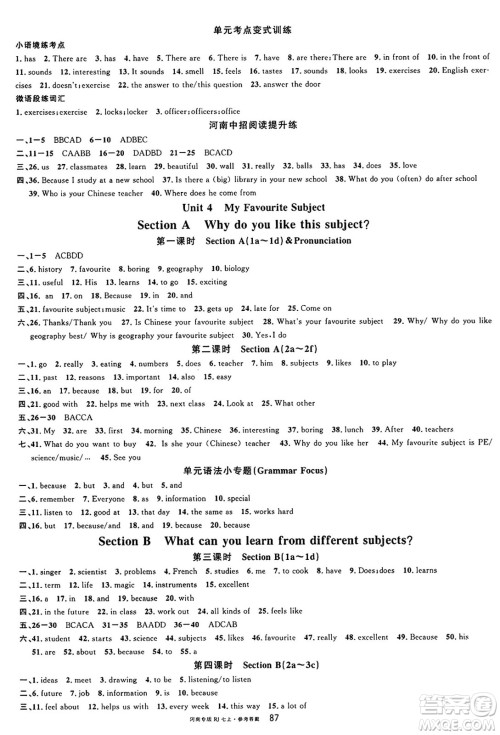 开明出版社2024年秋名校课堂七年级英语上册人教版河南专版答案 开明出版社2024年秋名校课堂七年级英语上册人教版河南专版答案
