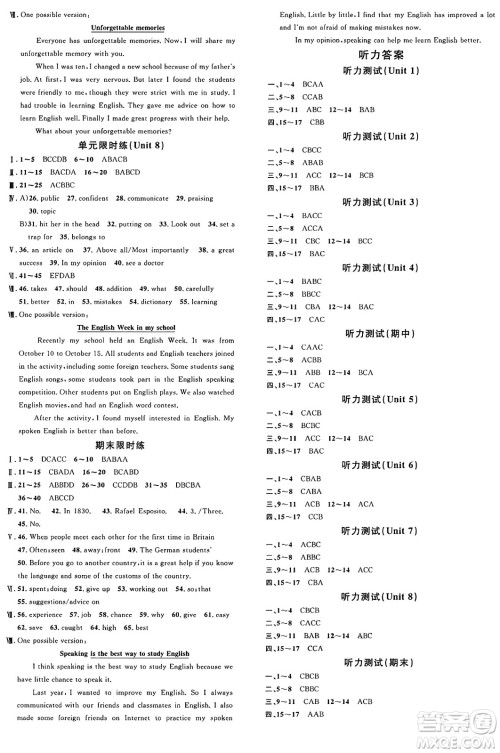 广东经济出版社2024年秋名校课堂八年级英语上册沪教版答案