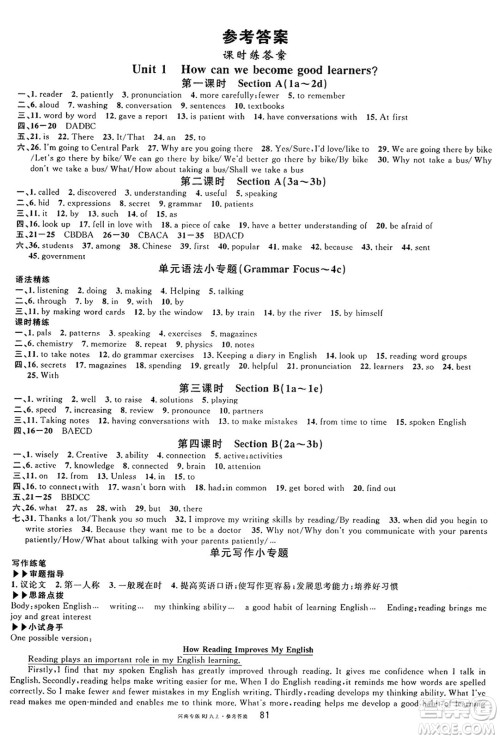 开明出版社2024年秋名校课堂九年级英语上册人教版河南专版答案