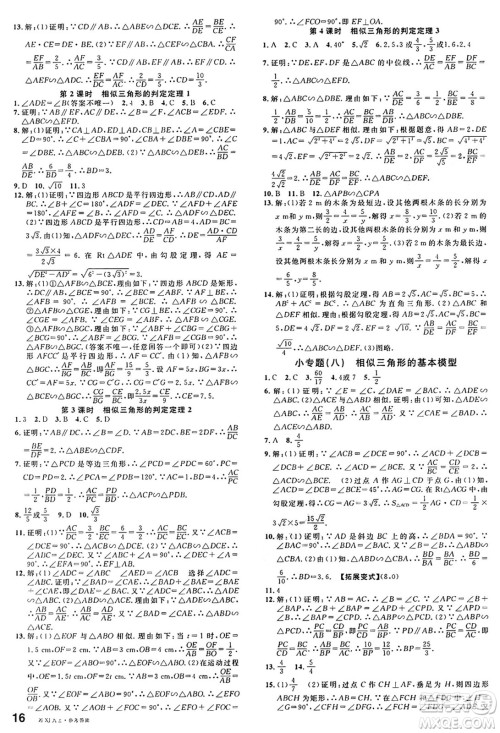 广东经济出版社2024年秋名校课堂九年级数学上册湘教版答案 广东经济出版社2024年秋名校课堂九年级数学上册湘教版答案