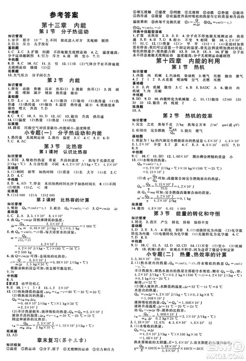 开明出版社2024年秋名校课堂九年级物理上册人教版河南专版答案