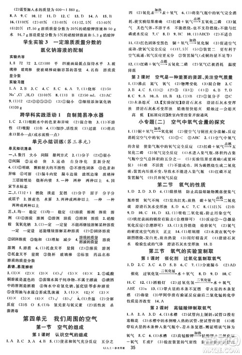 广东经济出版社2024年秋名校课堂九年级化学上册鲁教版答案 广东经济出版社2024年秋名校课堂九年级化学上册鲁教版答案
