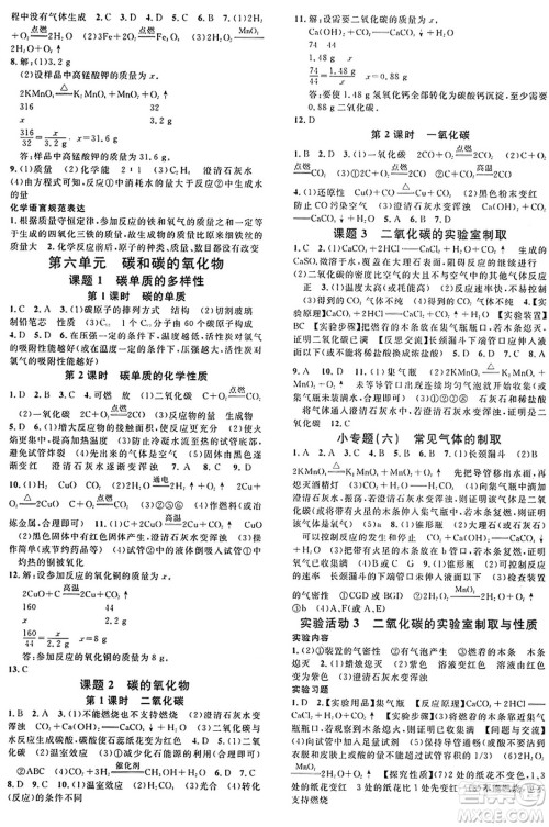 安徽师范大学出版社2024年秋名校课堂九年级化学上册人教版河北专版答案