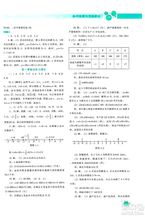 辽宁教育出版社2024年秋尖子生题库七年级数学上册人教版答案