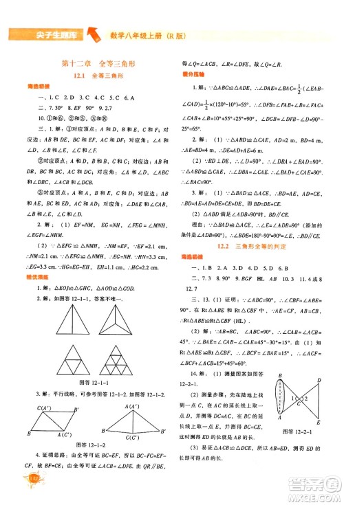 辽宁教育出版社2024年秋尖子生题库八年级数学上册人教版答案