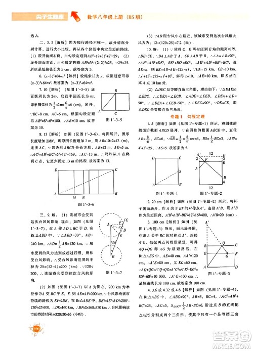 辽宁教育出版社2024年秋尖子生题库八年级数学上册北师大版答案