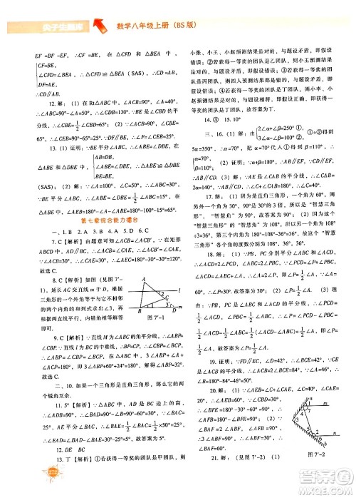 辽宁教育出版社2024年秋尖子生题库八年级数学上册北师大版答案