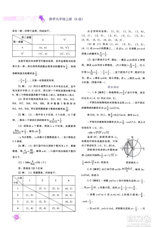 辽宁教育出版社2024年秋尖子生题库九年级数学上册人教版答案