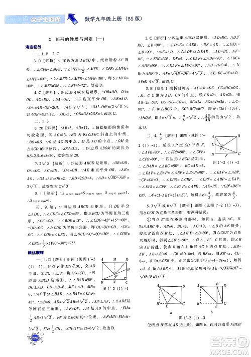 辽宁教育出版社2024年秋尖子生题库九年级数学上册北师大版答案