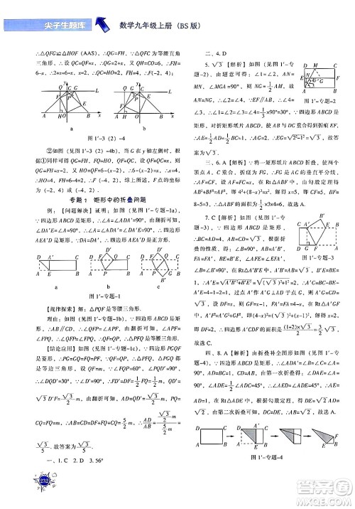 辽宁教育出版社2024年秋尖子生题库九年级数学上册北师大版答案