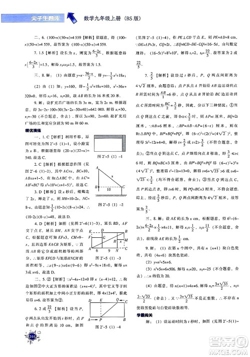 辽宁教育出版社2024年秋尖子生题库九年级数学上册北师大版答案