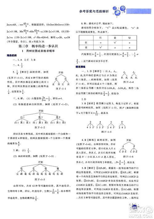 辽宁教育出版社2024年秋尖子生题库九年级数学上册北师大版答案