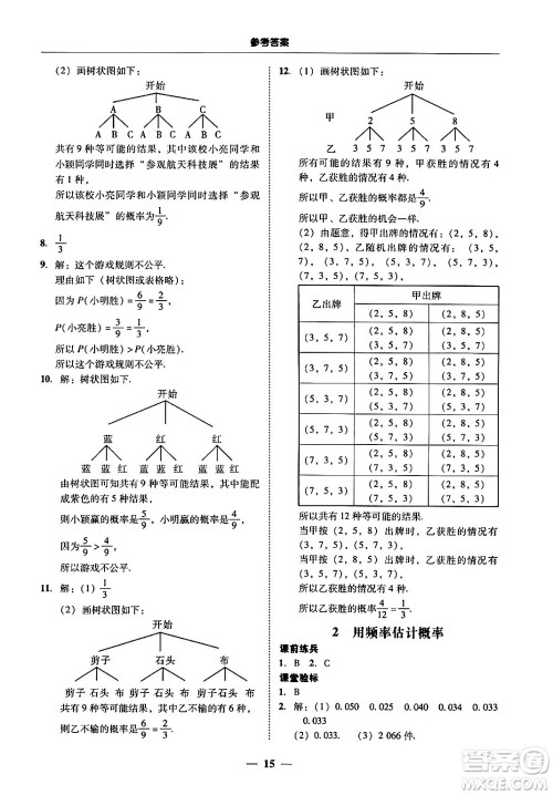 广东教育出版社2025年秋南粤学典学考精练九年级数学全一册北师大版答案