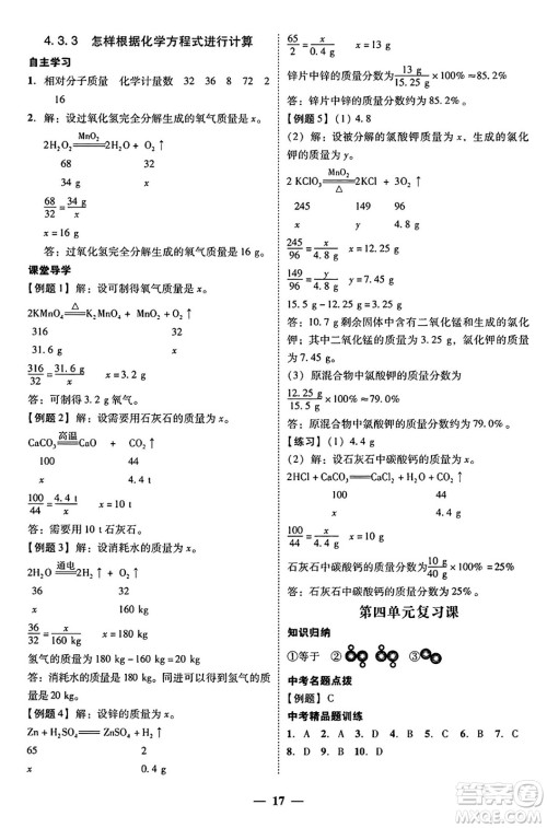 广东教育出版社2025年秋南粤学典学考精练九年级化学全一册科粤版答案