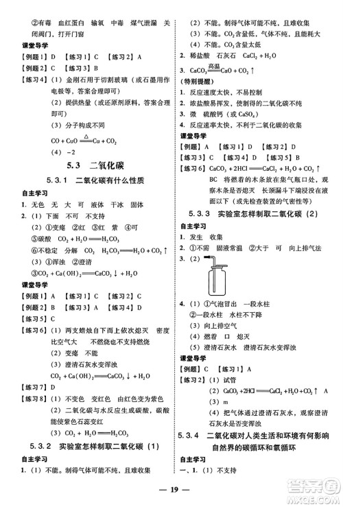 广东教育出版社2025年秋南粤学典学考精练九年级化学全一册科粤版答案