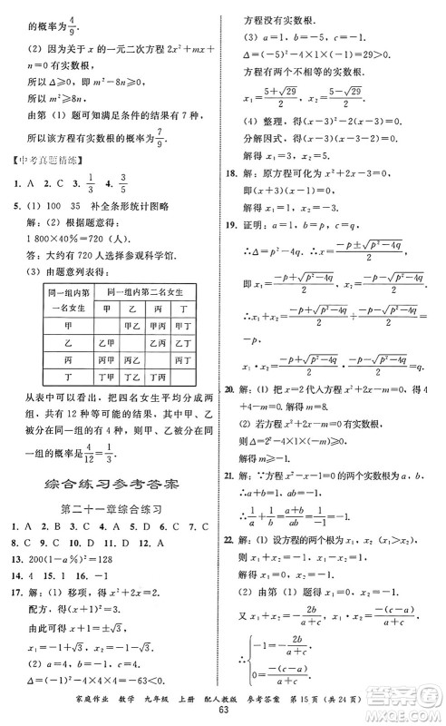 贵州教育出版社2024年秋家庭作业九年级数学上册人教版答案 贵州教育出版社2024年秋家庭作业九年级数学上册人教版答案
