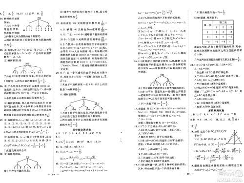 世界图书出版社2024年秋新课程成长资源课时精练九年级数学上册北师大版答案