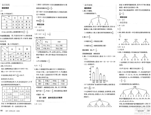 黑龙江教育出版社2024年秋资源与评价九年级数学上册人教版黑龙江专版答案