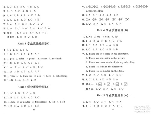 黑龙江教育出版社2024年秋资源与评价三年级英语上册X版黑龙江专版答案