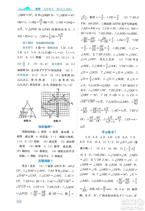 广西教育出版社2025年秋自主学习能力测评九年级数学全一册人教版答案 广西教育出版社2025年秋自主学习能力测评九年级数学全一册人教版答案