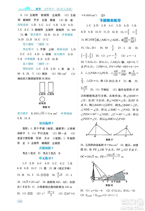 广西教育出版社2025年秋自主学习能力测评九年级数学全一册人教版答案 广西教育出版社2025年秋自主学习能力测评九年级数学全一册人教版答案