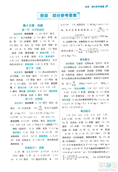 广西教育出版社2025年秋自主学习能力测评九年级物理全一册人教版答案