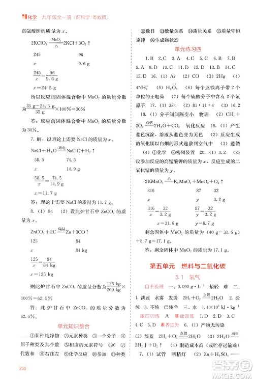 广西教育出版社2025年秋自主学习能力测评九年级化学全一册科粤版答案