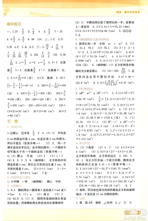 广西教育出版社2024年秋自主学习能力测评六年级数学上册人教版答案