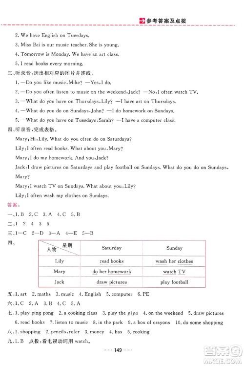 吉林教育出版社2024年秋三维数字课堂五年级英语上册人教PEP版答案