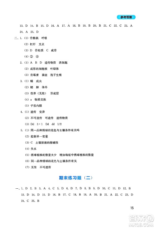四川教育出版社2024年秋新课程实践与探究丛书八年级生物上册北师大版答案 四川教育出版社2024年秋新课程实践与探究丛书八年级生物上册北师大版答案