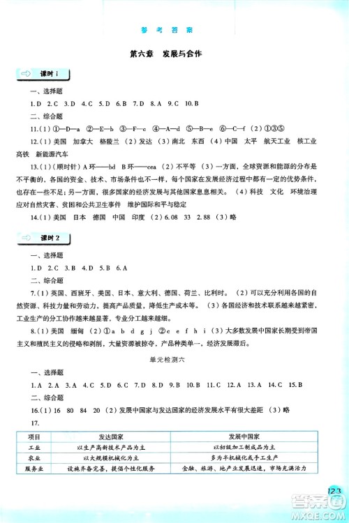 河北人民出版社2024年秋同步训练七年级地理上册人教版答案