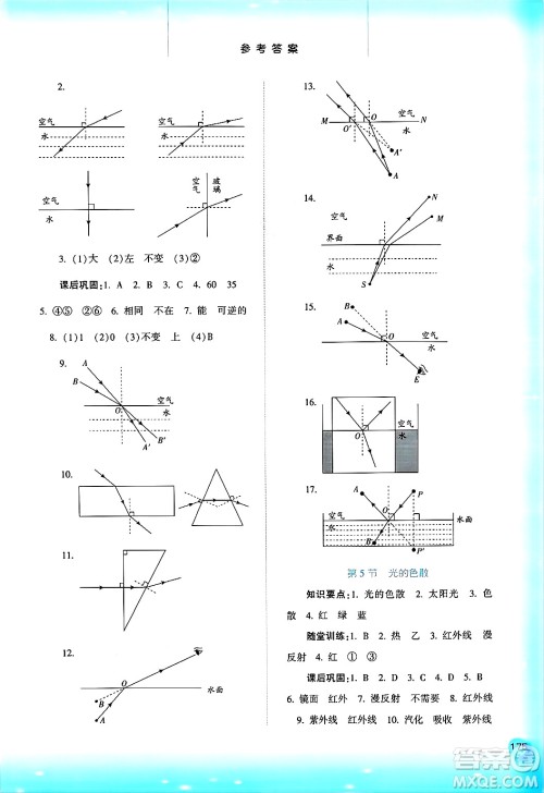 河北人民出版社2024年秋同步训练八年级物理上册人教版答案