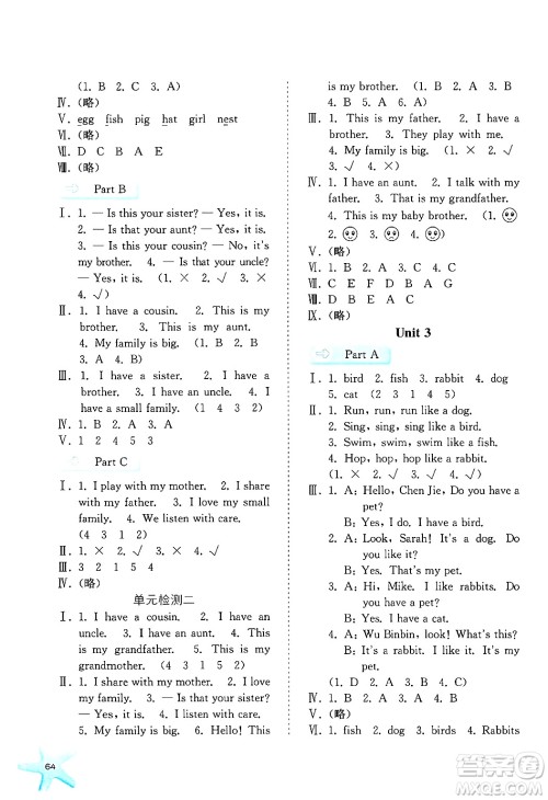 河北人民出版社2024年秋同步训练三年级英语上册人教版答案 河北人民出版社2024年秋同步训练三年级英语上册人教版答案