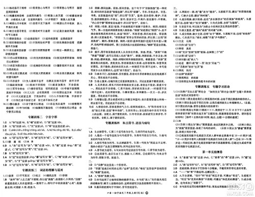 湖南教育出版社2024年秋一本同步训练七年级语文上册人教版答案 湖南教育出版社2024年秋一本同步训练七年级语文上册人教版答案
