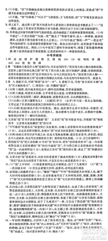 湖南教育出版社2024年秋一本同步训练七年级语文上册人教版重庆专版答案