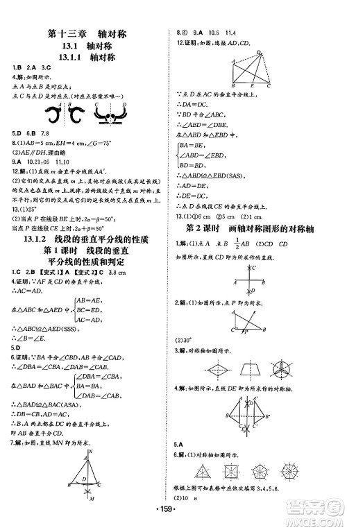 湖南教育出版社2024年秋一本同步训练八年级数学上册人教版辽宁专版答案