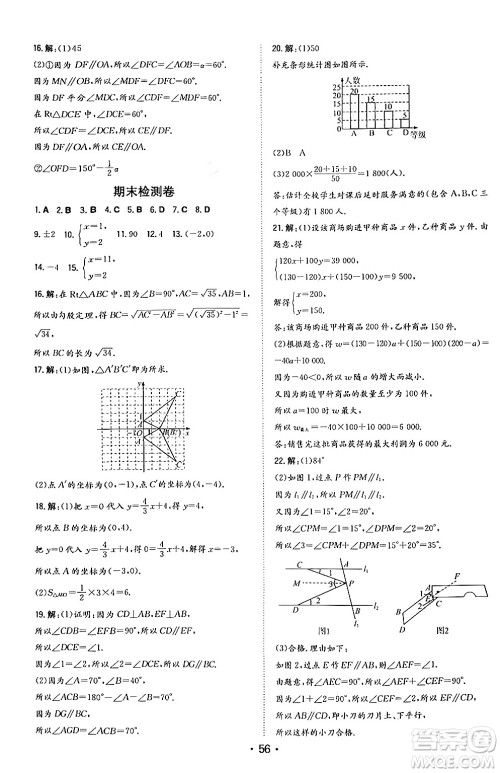 湖南教育出版社2024年秋一本同步训练八年级数学上册北师大版答案