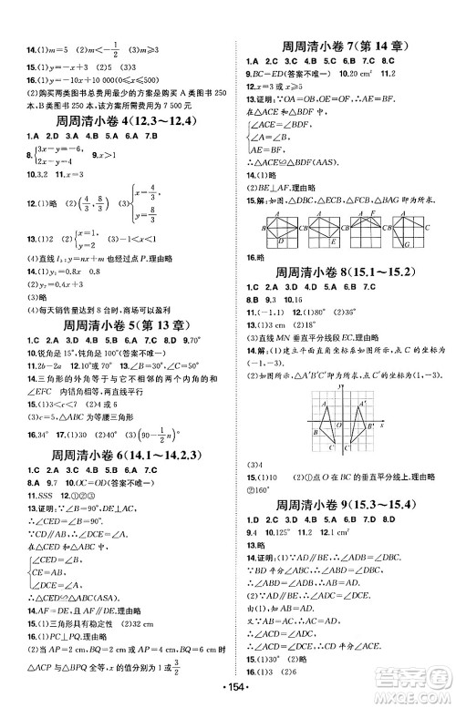 湖南教育出版社2024年秋一本同步训练八年级数学上册沪科版安徽专版答案