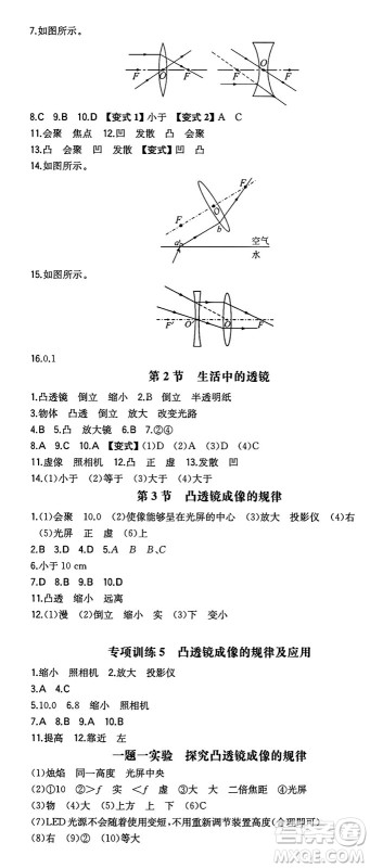 湖南教育出版社2024年秋一本同步训练八年级物理上册人教版安徽专版答案