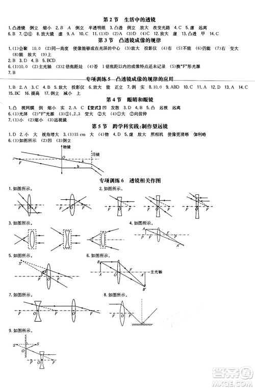 湖南教育出版社2024年秋一本同步训练八年级物理上册人教版辽宁专版答案