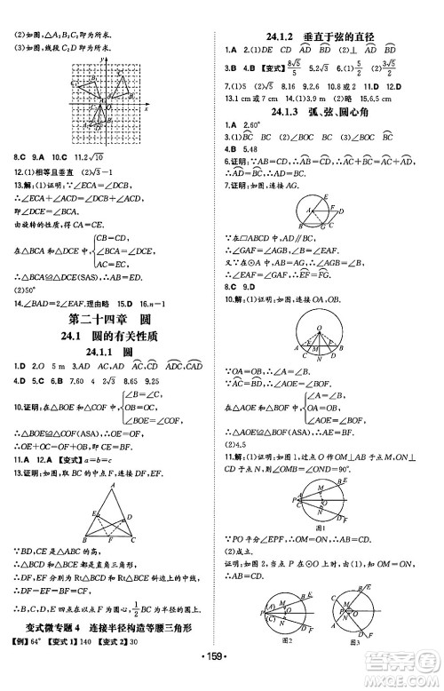 湖南教育出版社2024年秋一本同步训练九年级数学上册人教版辽宁专版答案