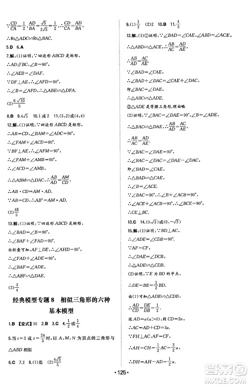 湖南教育出版社2024年秋一本同步训练九年级数学上册沪科版安徽专版答案 湖南教育出版社2024年秋一本同步训练九年级数学上册沪科版安徽专版答案
