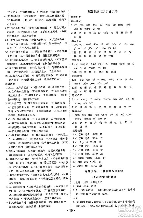 湖南教育出版社2024年秋一本同步训练九年级语文上册人教版陕西专版答案 湖南教育出版社2024年秋一本同步训练九年级语文上册人教版陕西专版答案