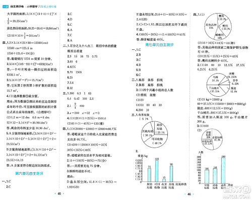 湖南教育出版社2024年秋一本同步训练六年级数学上册人教版答案