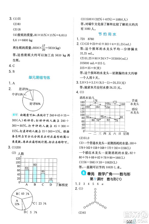 湖南教育出版社2024年秋一本同步训练六年级数学上册人教版答案