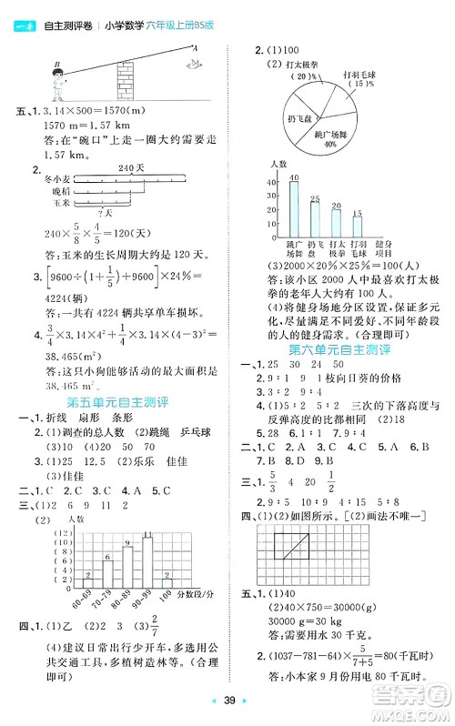 湖南教育出版社2024年秋一本同步训练六年级数学上册北师大版答案 湖南教育出版社2024年秋一本同步训练六年级数学上册北师大版答案
